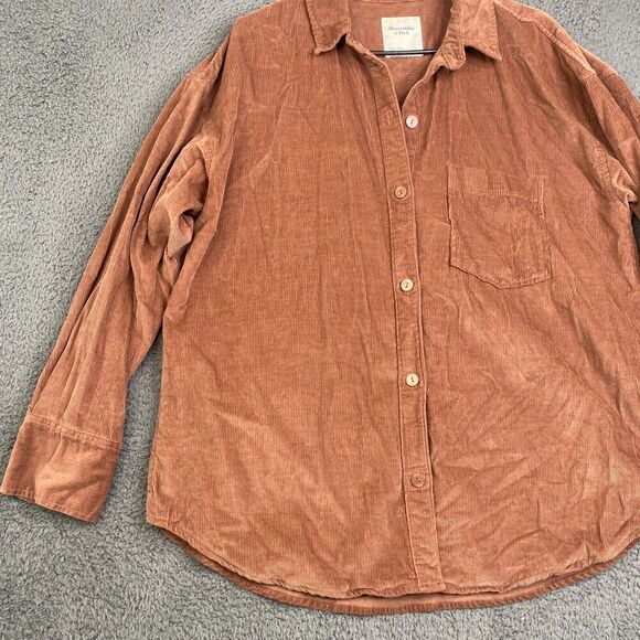 Abercrombie Fitch Corduroy Button Up Shacket Grunge  Academia Oversized Size L - Picture 2 of 9